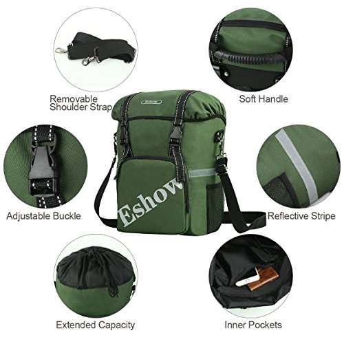 Eshow Waterproof Single Rear Bicycle Pannier Adjustable Hooks with Handle Strap Bag