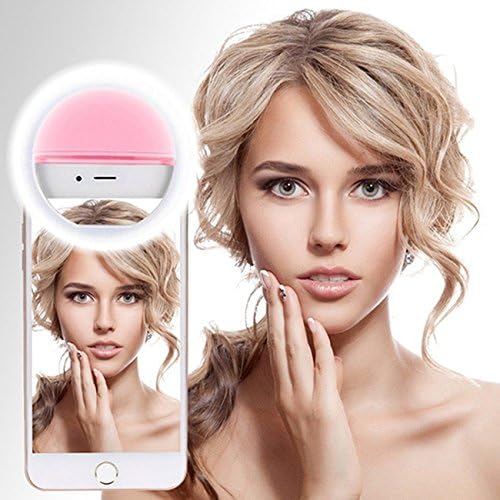 Selfie Ring Light (Dimmable), Selfie Lights Case for iPhone 6 6S 7 Plus Samsung Galaxy S6 S7 Edge Smart Phone Camera Photography Video - Pink