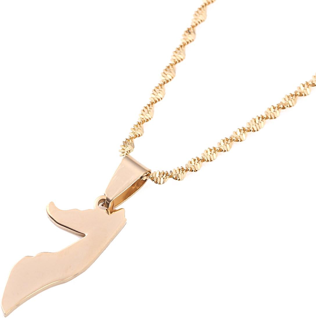Stainless Steel Small Somalia Map Flag Gold Color Necklace Africa Map Pendant Jewelry