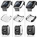 Falandi 3 Packs Screen Protector Case Compatible for Fitbit Versa, Ultra Slim Soft Full Cover Case for Fitbit Versa Face Cover Silver Black Clear (Classical 3-Pack)