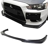 Front Bumper Lip Fits 2008-2015 Mitsubishi Lancer | Ralliart Style Black PU Front Lip Finisher Under Chin Spoiler Add On by IKON MOTORSPORTS | 2009 2010 2011 2012 2013 2014