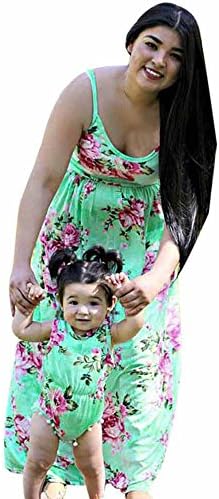 Family Matching Clothes Mother Daughter Summer Floral Print Long Maxi Dresses Vintage Retro Girls Kids Ladies Sundress Boho Tunic Dress Casual Birthday Princess Party Dress