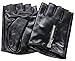 Ambesi Women's Zipped Fingerless Nappa Leahter Driving Gloves Black S