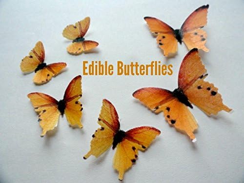 24 Edible Butterflies Orange Butterflies Pre-cut 3 Different Sizes Edible Butterfly Cake Toppers Dessert Decorations Wedding Cakes