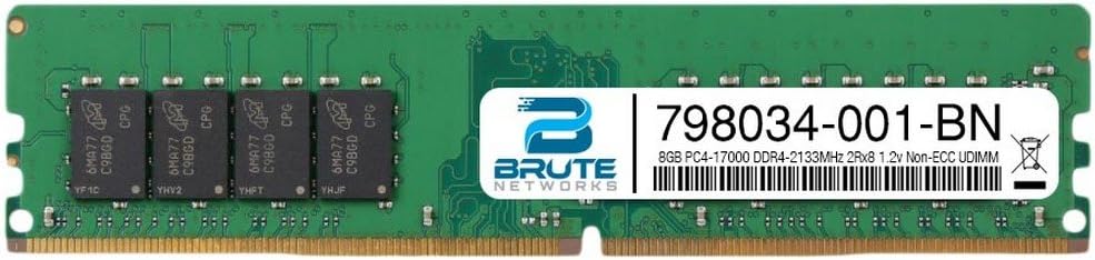 Brute Networks 798034-001-BN - 8GB PC4-17000 DDR4-2133MHz 2Rx8 1.2v Non-ECC UDIMM (Equivalent to OEM PN # 798034-001)