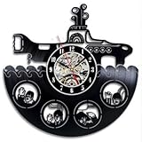 The Beatles Rock Band Yellow Submarine Vinyl Record Design Wall Clock - Decorate your home with Famous Rock Band Style Music Art - Best gift for man, woman, boyfriend and girlfriend