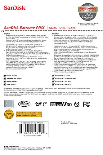 4 SanDisk+Extreme+UHS+I+Memory+SDSDXXG+064G+GN4IN