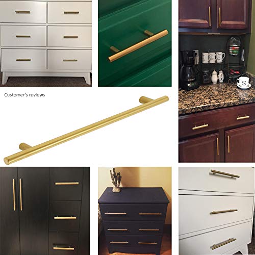 Probrico 10 Hole Centers Brushed Brass Kitchen Cabinet Pulls