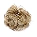 Haironline Scrunchie Bun Up Do Hair Piece Hair Ribbon Ponytail Extensions Wavy Curly Ash Blonde Mix Bleach Blonde, 55 Gram