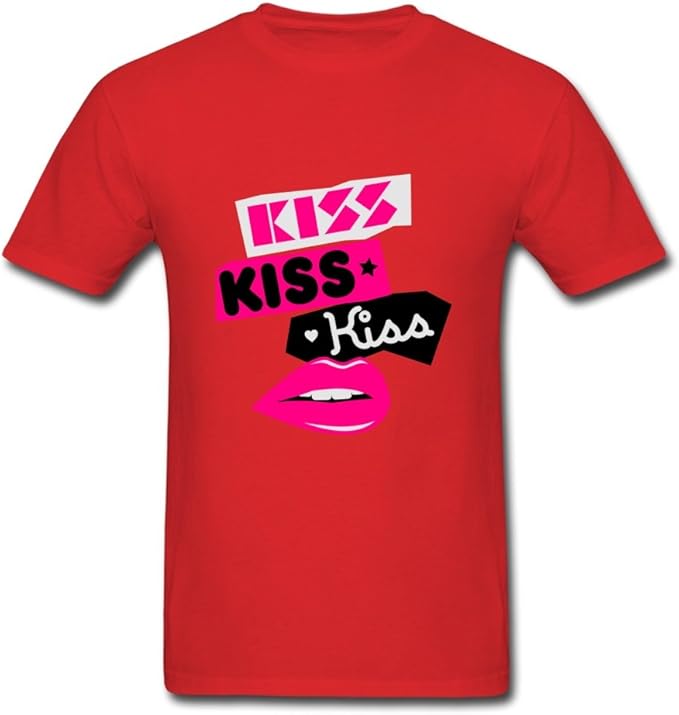Kiss Kiss Kiss Men Tshirt Offer Large Size at Amazon Men’s Clothing store