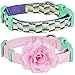 Blueberry Pet Pack of 2 Multiple Patterns Mix and Match Pretty Picks Adjustable Dog Collar with Detachable Pink Flower Accessory, Small, Neck 12