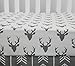 Baby Boy Crib Bedding White Grey Woodland Arrow Antlers Deer Head Minky Blanket Navy Crib Sheet Deer Buck Crib Rail Bedding Set (Grey Arrow Deer Head, 4 pieces set)