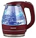 Ovente 1.5L BPA-Free Glass Electric Kettle, Fast Heating with Auto Shut-Off and Boil-Dry Protection, Cordless, LED Light Indicator (Maroon)