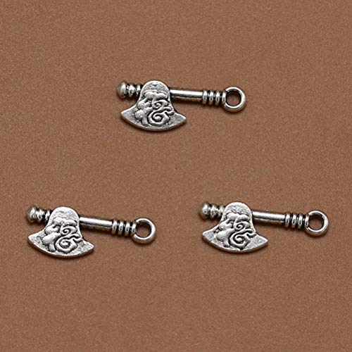 FENICAL 20pcs Cute Charms Axe Shape DIY Handmade Accessories Necklace Pendants Jewelry Making Supplies for Party Favors Decorations (Antique Silver)