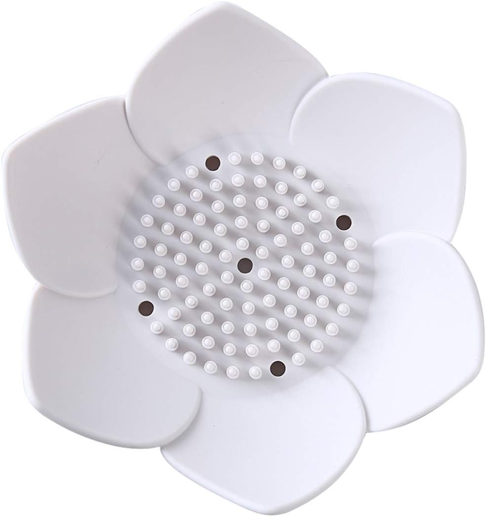 Weryffe Novelty Flower Shaped Soap Dish Holder Bathroom Shower Soap Container Home Decorations (White)