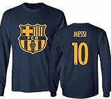 KING THREADS Barcelona Soccer Shirt Lionel Messi #10 Futbol Jersey Men's Long Sleeve T-Shirt