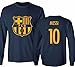 KING THREADS Barcelona Soccer Shirt Lionel Messi #10 Futbol Jersey Men's Long Sleeve T-Shirt