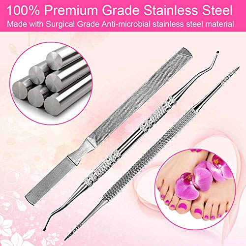 3PCS Ingrown Toenail File and Lifter Set Manicure File Stainless Steel Double Sided Ingrown Toenail Tool with Storage Box - Thumbnail 5