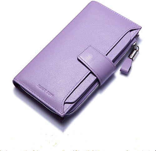 HAUTTON Womens Genuine Leather Long Clutch Checkbook Organizer Purse Wallet for Ladies Bifold Wallet