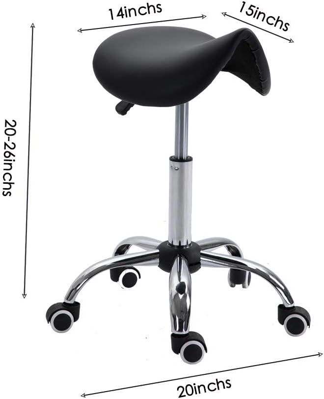 UTPO Saddle Stool Rolling Stool with Wheels Office Chair Adjustable Hydraulic Beauty Spa Salon Work Bench Bar Chair Black: Kitchen & Dining