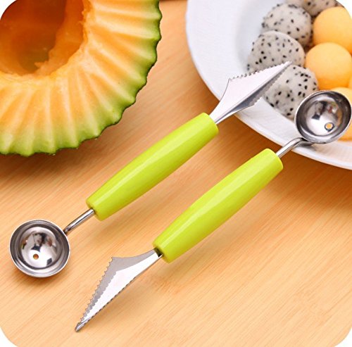 NANHONG 2 in 1 Multifunctional Melon Baller Scoop Spoon Fruit Carving Knife Pack of 2