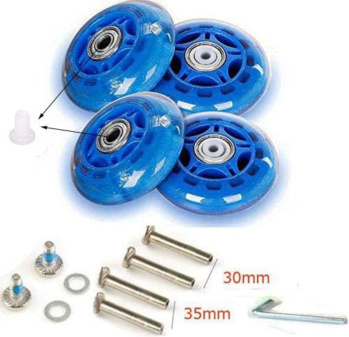 SENDY FEATHER 64MM Light up Replacement Wheel,Replacement Wheels for Razor Scooter, Kick Scooter and Micro Mini Scooter,Pack of 4 (Blue)