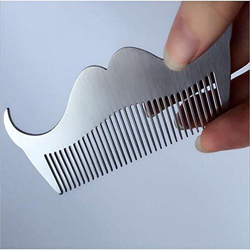 Mustache Trimmers, Stainless Steel Beard Comb PLUS Beard Shaping Template Mustache Cut Modeling Template Carding Tool Mustache Brush Comb