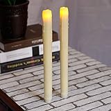 GiveU Taper Candles-Led Melted Dripping Honeycomb Flickering Flameless Candles Timer,12 inch Tall,Ivory,Pack of 2