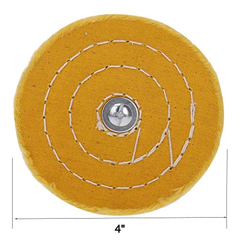 Buffing polishing Wheels 4 inch White (50 Ply) 2 Yellow(42 Ply) 1 for Dill with 1/4"Handle 3 PCS