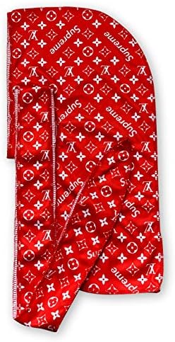 Waveology Grooming Designer Durag – (Multiple Designs) | 360 Waves (Red LV Supreme)