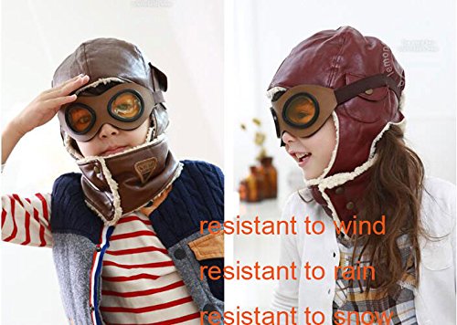 Cool leather Baby Infant Kid Soft Warmer Winter Hat/ Pilot Aviator Cap/Fleece Warmer Earflap Beanie,Kid's Halloween Costume Accessory,Christmas Gift For Your Child!1Opcc Sticky Notes include(coffee)