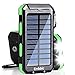 20000mAh Solar Power Bank Solar Charger Waterproof Portable Battery Charger with Compass for iPad iPhone Android Cellphones (Green)
