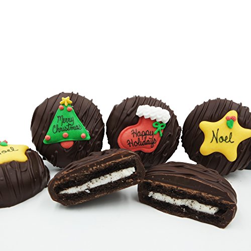 Philadelphia Candies Dark Chocolate Covered OREO Cookies, Christmas Greeting Assortment 8 Ounce