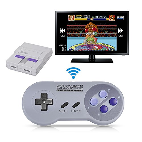 Zeato 2.4GHz Wireless Controller for SNES Classic Edition, Rechargeable SNES Mini Wireless Gamepad with Retro/USB Receiver for Super NES Classic Edition (2Pack)