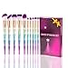 Makeup Brushes 12Pcs Professional Premium Cosmetic Make up Brush Soft Cruelty-Free Synthetic Fiber Bristles for Foundation Kabuki Cosmetics Bag Case Kit (10Pcs Rainbow)