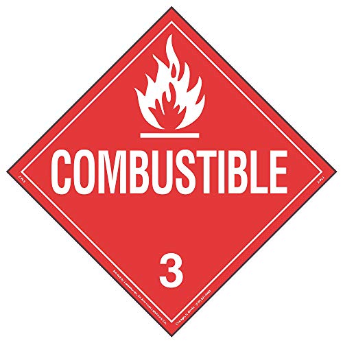 Labelmaster ZPVC Combustible Liquid Hazmat Placard, Worded, Permanent