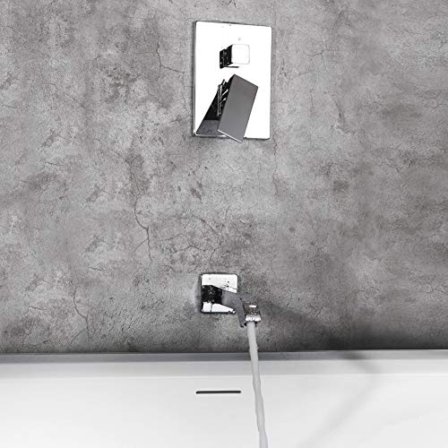 POP 10 Inch Bathtub Shower Faucet Set with Tub Spout Chrome Bathroom Luxury Rain Mixer Shower System Wall Mounted Rainfall Shower Combo Set, Single Handle Tub and Shower Trim Kit with Rough-in Valve