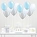 Andaz Press 11-inch Latex Balloon Trio Party Kit with Gold Cards & Gifts Sign, Baby Blue, White, Silver Gray, 12-pk, Boy Elephant Baby Shower 1st Birthday Baptism Christening