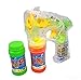 Haktoys Bubble Shooter Gun | Ready to Play Light Up Blower with LED Flashing Lights, Extra Refill Bottle, Bubble Blaster Toy for Toddlers, Kids, Parties (Batteries Included)