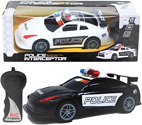 1:18 Remote Control Full Function Police Car W/Lights (black or white) (Black)