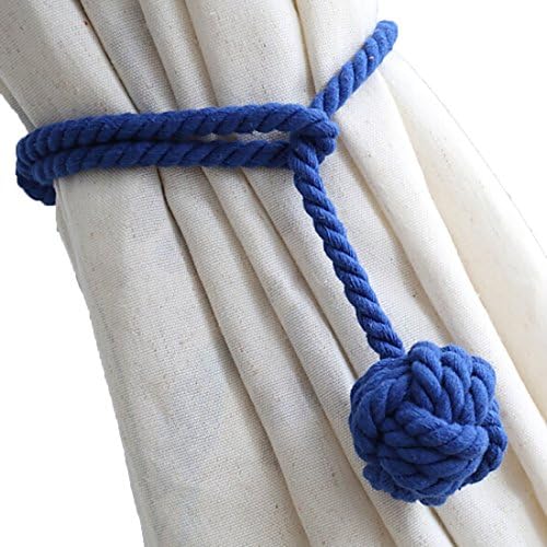 LissomPlume Hand Knitting Curtain Rope Clips Holder Holdbacks Tieback with Single Ball