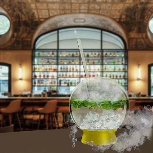 homia Cocktail Ball, Food Smoke Infuser Accessory - Cocktail Ball Glass with Glass Straw for Drink Smoker, 12 Oz (350 ml), Orange