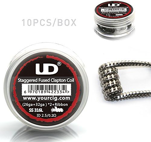 UD Staggered fuse clapton coil-SS 316L-0.2ohm-4*Box ([26GA+32GA*2+Ribbon)*ID2.5*0.20hm)