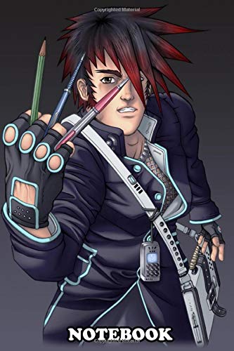 Notebook Anime Style Manga Artist With Spiky Hair And Pencils I