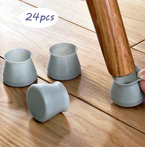 24 Pack Chair Leg Caps Silicone Floor Protector Round Furniture Table Feet Covers(Light Blue). - Thumbnail 4