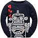 Hugbug Toddler Boys Cute Robot Heart Pajamas  Dark Blue 2T