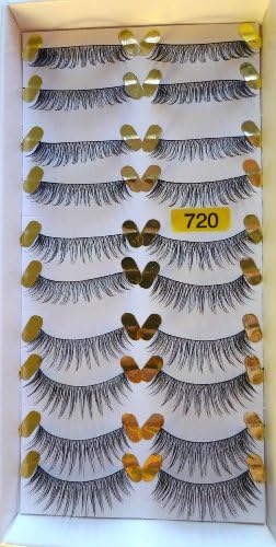 Model Prefer High End No. 728 False Fake Eyelashes 10 Pairs-Long Black False Eyelashes Reusable Natural Human Hair Deluxe -easy to apply-good for eye make up-Manufacturer # 728 equal to the customer label # 720 (Same item!!)