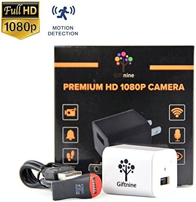 (Premium Upgraded) USB Wall Charger Hidden Camera 1080P Spy Camera Charger Adapter Plug with Motion Detection Loop Recording, 32 GB Internal Memory Nanny Camera Home, Baby, Kids, Pet Cam (White)