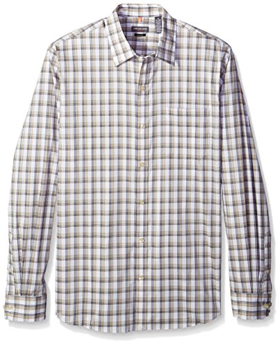 Van Heusen Men's Traveler Slim Stretch Long Sleeve Shirt, Khaki Twill, Small