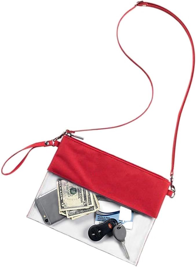 Auony Clear Crossbody Purse, Gym Zippered Tote Bags for Work, School, Sports